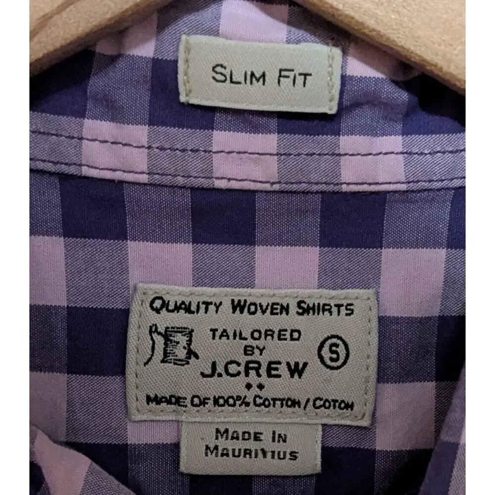 J Crew Shirt Mens S Purple Check Plaid Button Up Down Long Sleeve Ranch Western